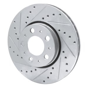 Volvo S80 Brake Rotor (1) - Front Left - R1 Concepts - Drilled & Slotted - Silver - `99-`09